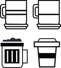 black tea with hot tea and tea bag in white cup. Vector .coffee cup icon vector, line sign