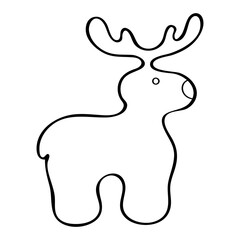 Coloring book reindeer. Hand drawn line art illustration.