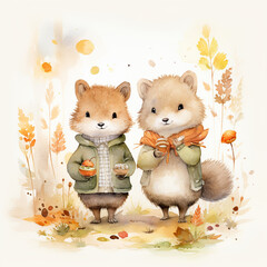 beautiful mouse couple in the field very cute