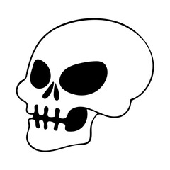 Skull line art. Hand drawn doodle illustration.