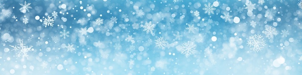 Naklejka na ściany i meble Snowflakes falling on a blue background