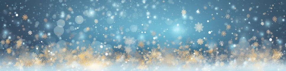 Fototapeta na wymiar Snowflakes falling on a blue background, creating a beautiful winter scene