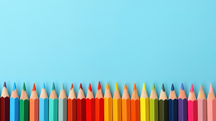 colored pencils background with empty copy space