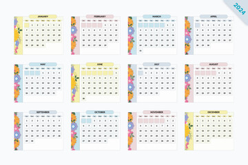 Calendar 2024 with flower design theme