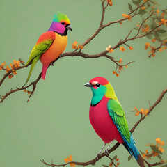 beautiful birds on the tree