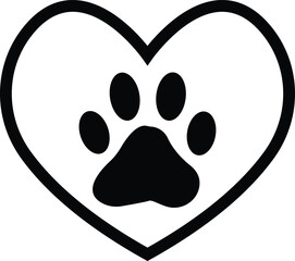 Animal Paw Print Icon Set. Black Vector Icons Isolated On Transparent Background