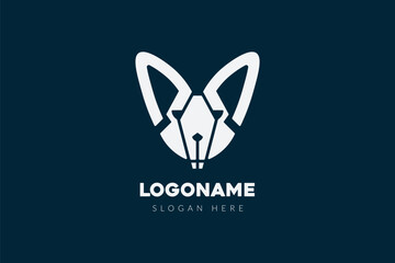 Logo combination of a pencil and rabbit illustration