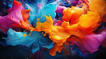 A vibrant mix of colorful paints being blended together