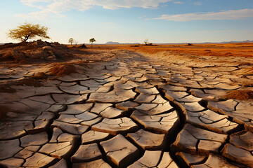 Earth dried by global warming - AI technology 