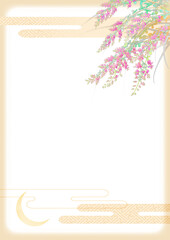 しだれる萩に月-縦