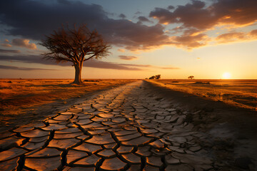 Earth dried by global warming - AI technology 