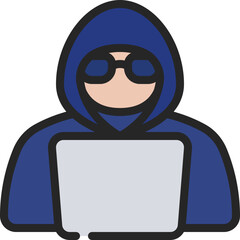 Hacker With Laptop Icon