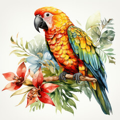 Fototapeta premium watercolor Parrot clipart, Generative Ai