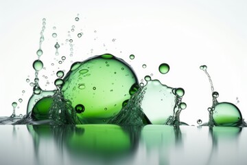 Green bubbles floating on water surface