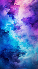 Fototapeta na wymiar An abstract painting with vibrant blue, purple, and pink clouds