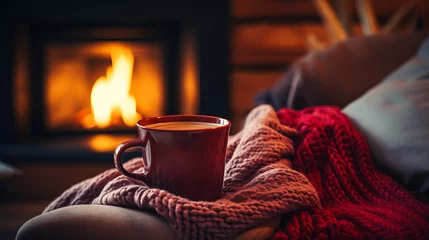 Keuken spatwand met foto Cup of hot cocoa on a winter morning © Ms VectorPlus