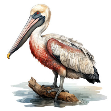 watercolor Pelican clipart, Generative Ai