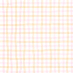 Pink Orange Gingham Check Hand Drawn Background
