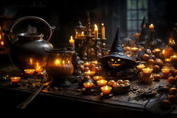 Fototapeta na wymiar Conjuring Culinary Magic: A Witch's Table of Temptations.