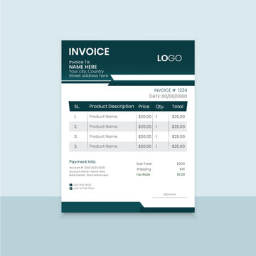 Invoice design template corporate invoice stationery design