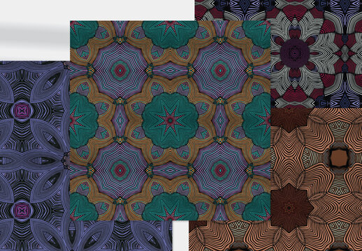 Seamless Pattern Collection with Ethic Mandala Motif