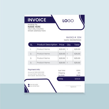 Invoice design template corporate invoice stationery design