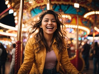 woman on carousel