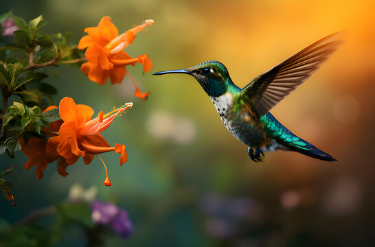 Photo Hummingbird Feeding generative ai