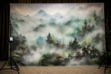 Misty backdrop, display. Generative AI