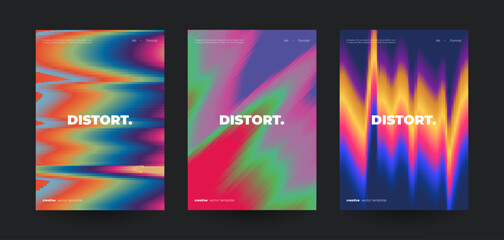 Creative posters with wavy gradient. Colorful abstract flyers design. 