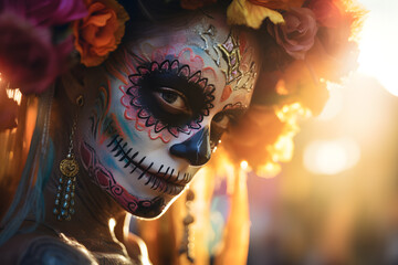 Éclat Culturel: L'Importance de la Célébration du Dia de los Muertos au Mexique, Création par l'IA - obrazy, fototapety, plakaty