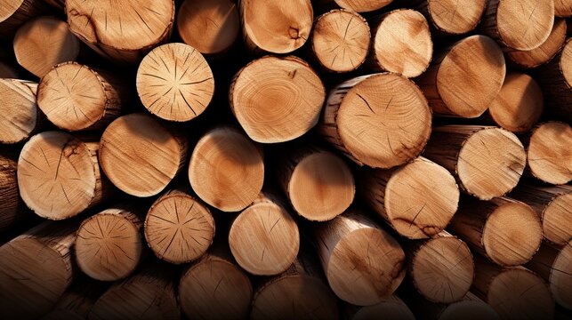 Cut Logged wood close up view isolated background. AI generated image