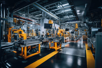 Machinery and production lines within a modern manufacturing facility - obrazy, fototapety, plakaty