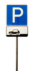 Car parking road sign on a white background. Traffic rules. Road Safety © Gudman