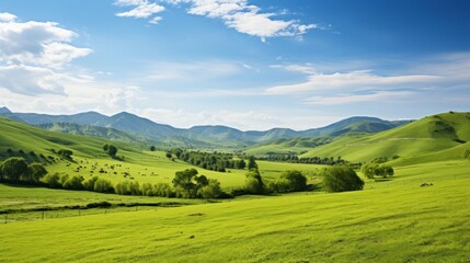 Fototapeta na wymiar Peaceful countryside with rolling green hills