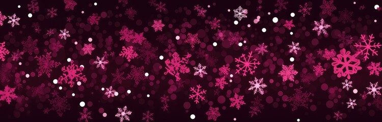 Naklejka na ściany i meble Pink snowflakes on a black background