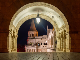Fisherman bastion at night, Budapest, Hungary