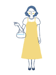 笑顔の若い女性　全身　