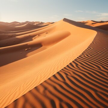 Mysterious desert landscape with sand dunes © olegganko