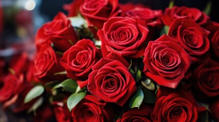 Naklejka premium Close-up of a bouquet of red roses