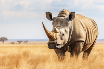 Northern White Rhinoceros in savannah landscape