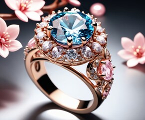 a fancy ring with a pink diamond 