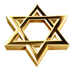 Star of gold, star of David in slight perspective, isolated