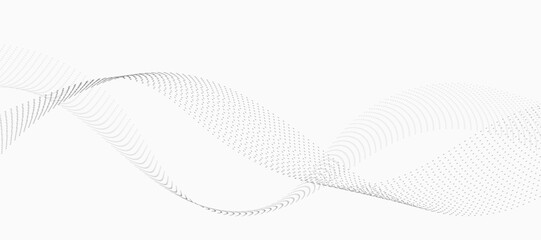 Data technology background. Dotted halftone waves. Connecting dots and lines on a white background. Abstract digital wave particles. Abstract halftone illustration background. Wave dotted vector.