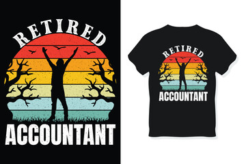 Retired Accountant Retro Funny Retirement T-Shirt Design