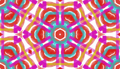 Teal, Red, Purple, Gold Textural Geometric, Vector Seamless Repeating Pattern Tile