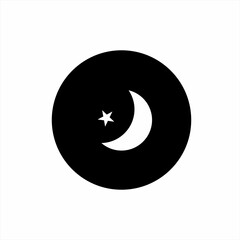 Crescent and star icon logo design.