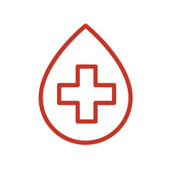 first aid icon, drop of blod and white cross