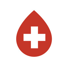 first aid icon, drop of blod and white cross