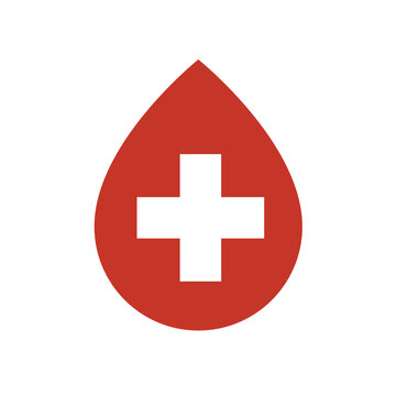 first aid icon, drop of blod and white cross